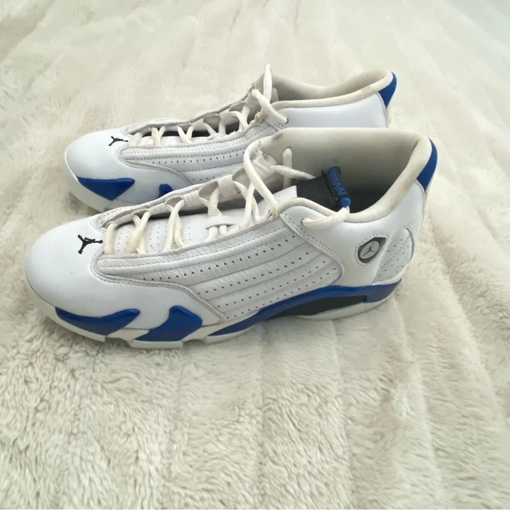 Jordan 14 Retro White Hyper Royal Sneakers Shoes GS Size 7Y